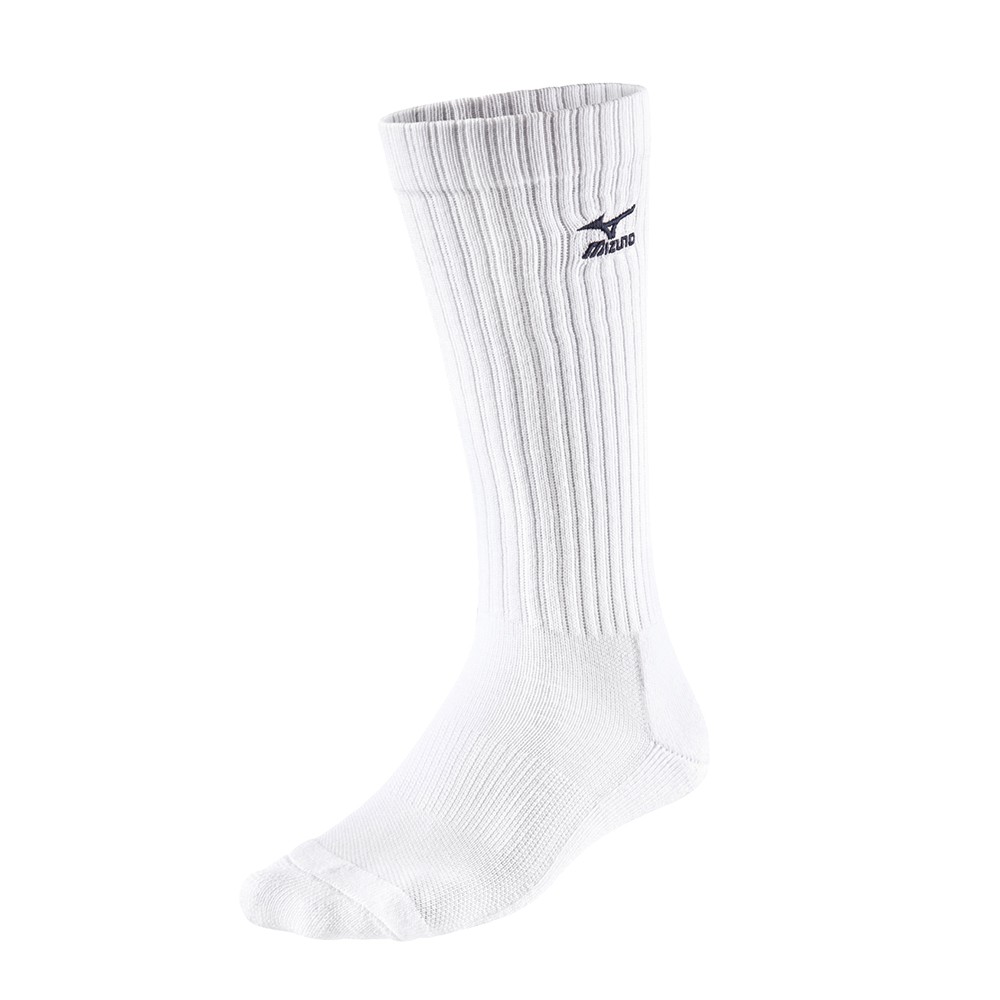 Mens Mizuno VB Long Volleyball Socks White/Navy Philippines (ZRFEHL549)